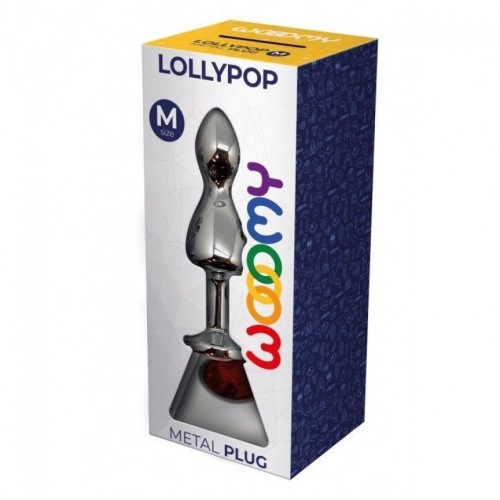 Wooomy Lollypop Double Ball Metal Plug M - Анальная пробка, 9.4х3.1 см (красный) - sex-shop.ua